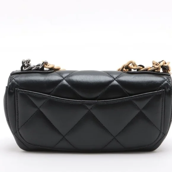 Chanel 19 Chain Shoulder Bag Glasses Case Gold X Silver Metal Fittings - Picture 2 of 12